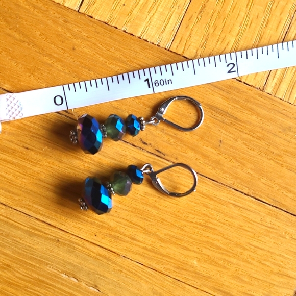 Handmade Steampunk Blue Imperial Jasper Teardrop Necklace and Earrings - Picture 11 of 12